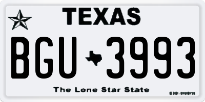 TX license plate BGU3993