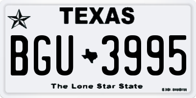 TX license plate BGU3995