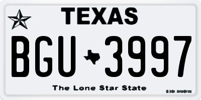 TX license plate BGU3997
