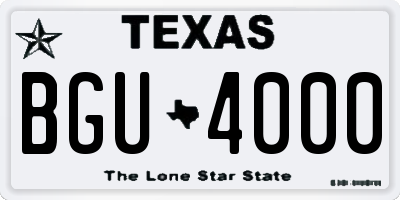 TX license plate BGU4000