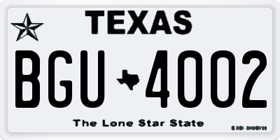 TX license plate BGU4002