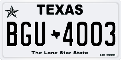 TX license plate BGU4003