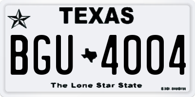 TX license plate BGU4004