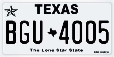 TX license plate BGU4005