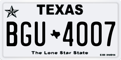 TX license plate BGU4007