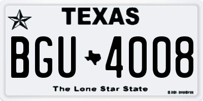 TX license plate BGU4008