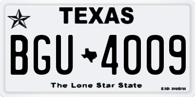 TX license plate BGU4009