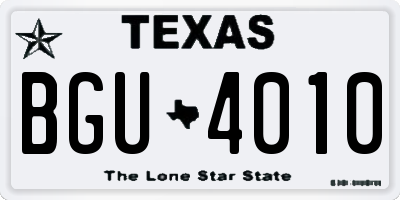 TX license plate BGU4010