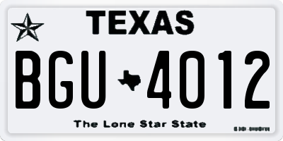 TX license plate BGU4012