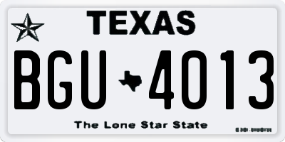 TX license plate BGU4013