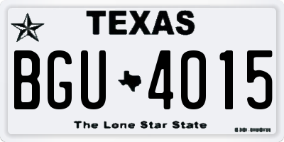 TX license plate BGU4015