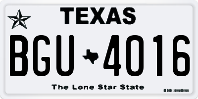TX license plate BGU4016