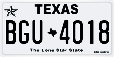 TX license plate BGU4018
