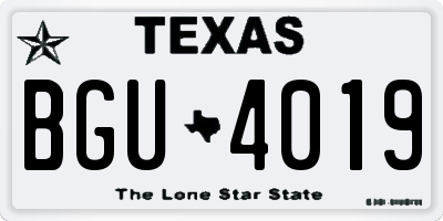 TX license plate BGU4019
