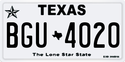 TX license plate BGU4020