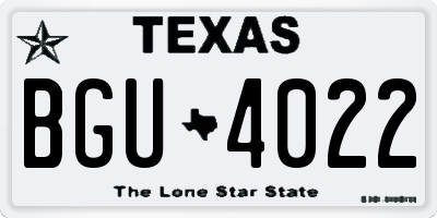 TX license plate BGU4022