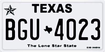 TX license plate BGU4023