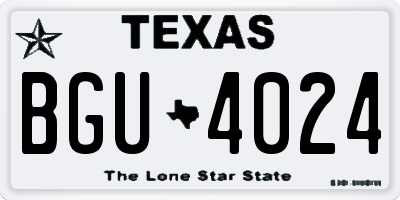 TX license plate BGU4024
