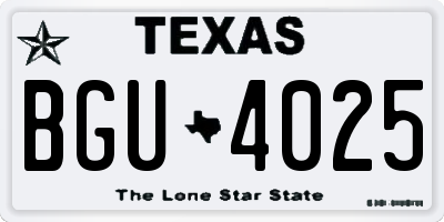 TX license plate BGU4025