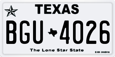 TX license plate BGU4026