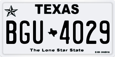 TX license plate BGU4029