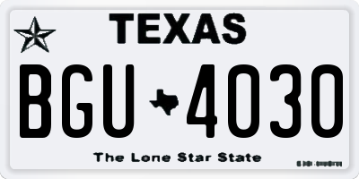 TX license plate BGU4030