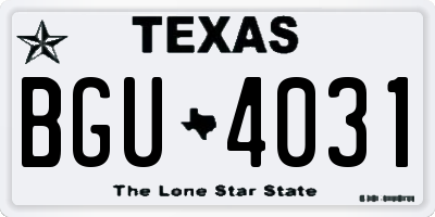 TX license plate BGU4031