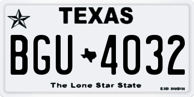 TX license plate BGU4032