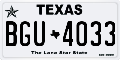 TX license plate BGU4033