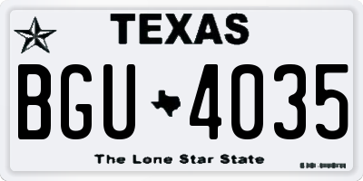 TX license plate BGU4035