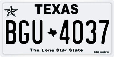 TX license plate BGU4037