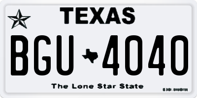 TX license plate BGU4040