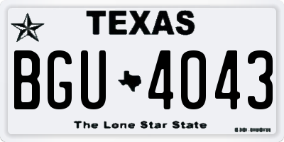 TX license plate BGU4043