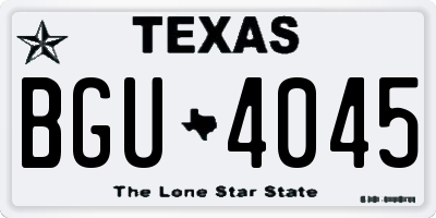 TX license plate BGU4045