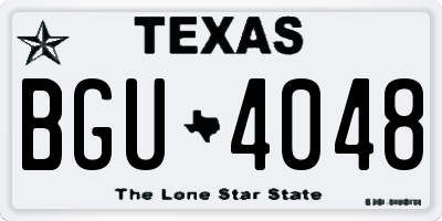 TX license plate BGU4048