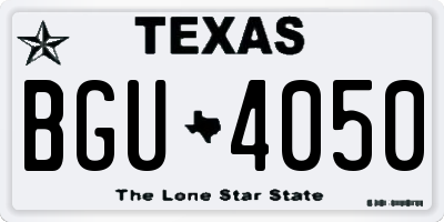 TX license plate BGU4050