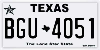 TX license plate BGU4051