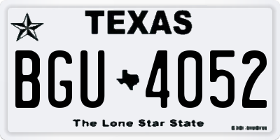 TX license plate BGU4052