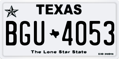 TX license plate BGU4053