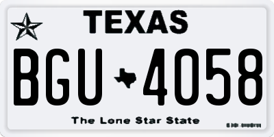TX license plate BGU4058