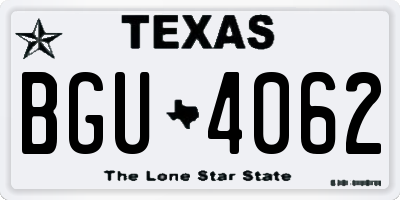 TX license plate BGU4062