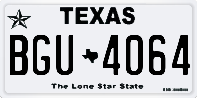 TX license plate BGU4064