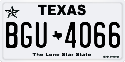 TX license plate BGU4066