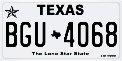 TX license plate BGU4068