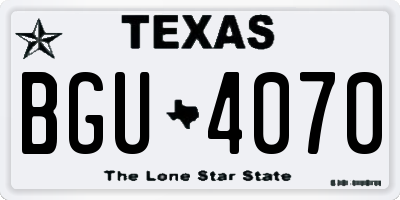 TX license plate BGU4070