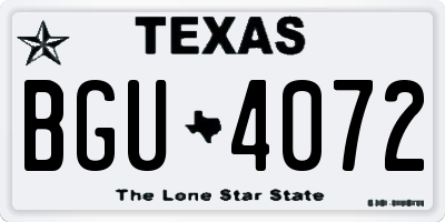 TX license plate BGU4072