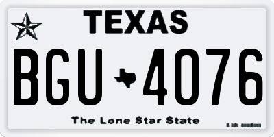 TX license plate BGU4076