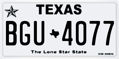 TX license plate BGU4077