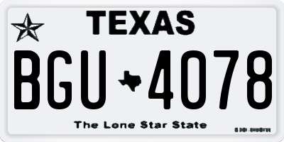 TX license plate BGU4078