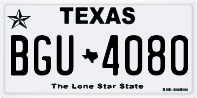 TX license plate BGU4080